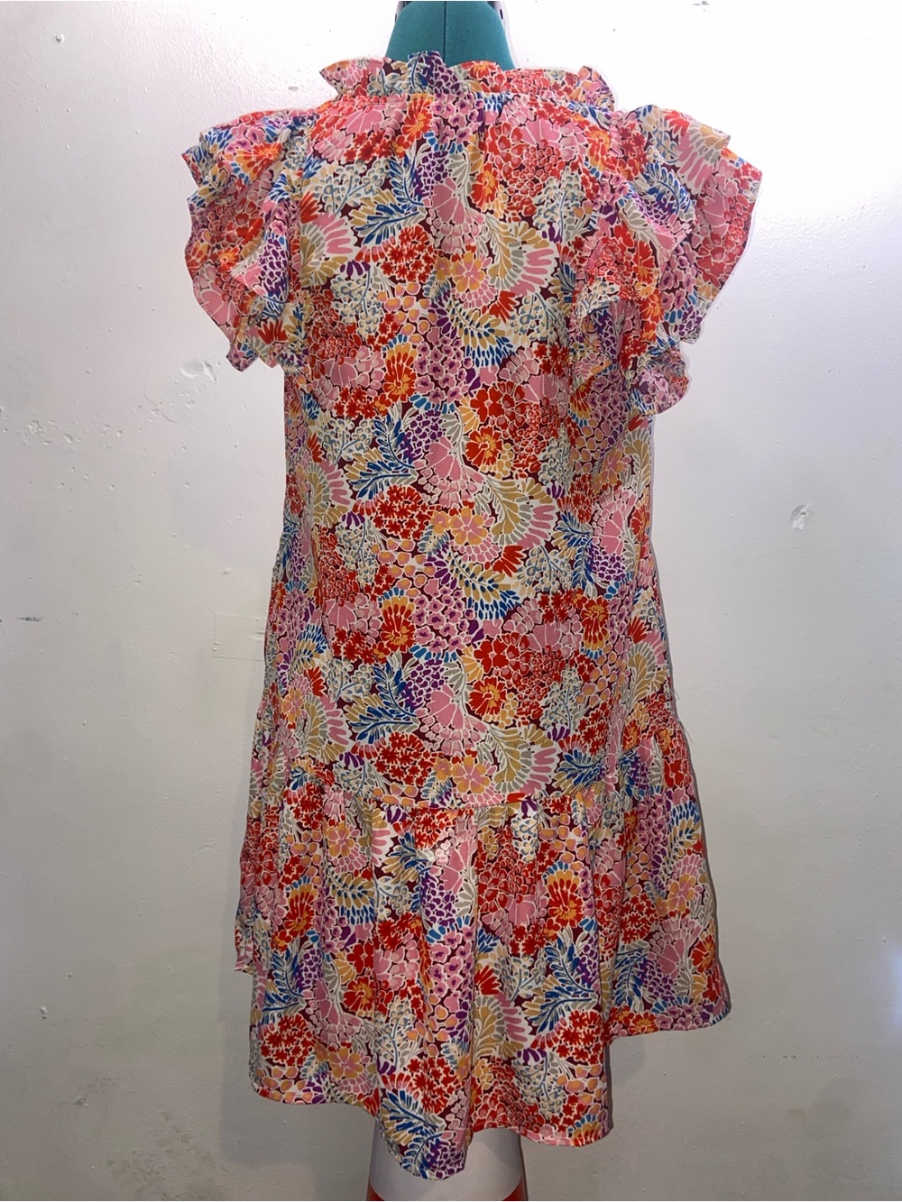 DOKOTOO Maximalist Eclectic Cottagecore Chintz Multicolor Floral Ruffle Dress - Picture 3 of 5